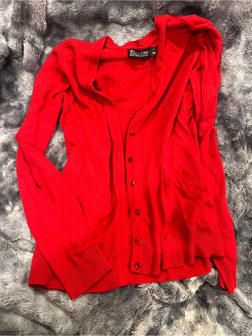Seven7 Red Button-Front Women's Cardigan Sweater